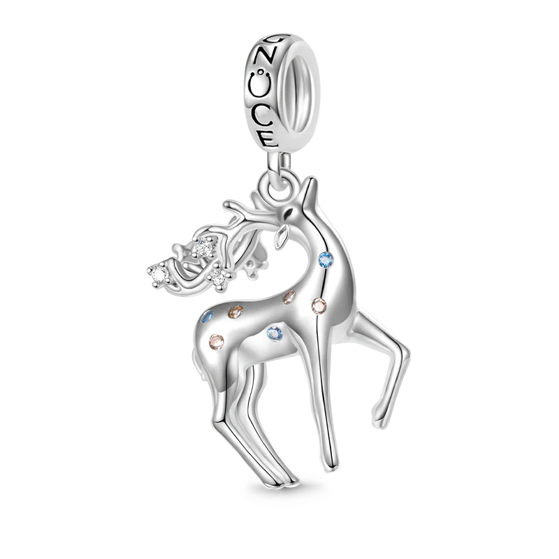 Gnoce Lovely Deer Charm Platinum-plated Silver Blend