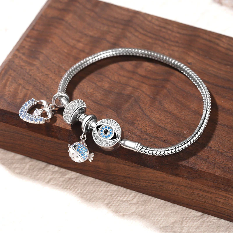 Gnoce Devil's Eye Basic Snake Chain Bracelet Platinum-plated Silver Blend - Image 3