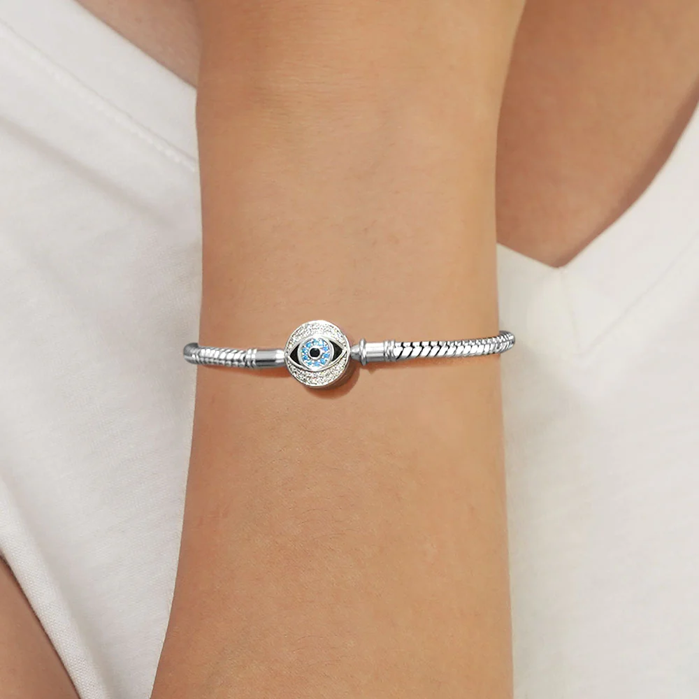 Gnoce Devil's Eye Basic Snake Chain Bracelet Platinum-plated Silver Blend - Image 5