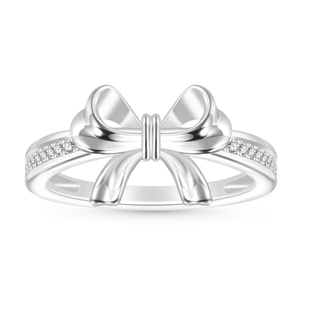 Gnoce Diamond Bow Ring Platinum-plated Silver Blend