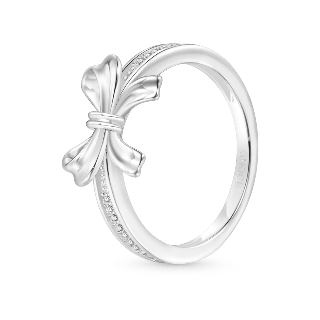 Gnoce Diamond Bow Ring Platinum-plated Silver Blend - Image 2