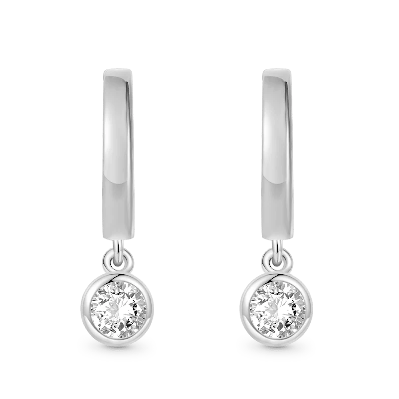 Gnoce Round Diamond Drop Earrings Platinum-plated Silver Blend - Image 3