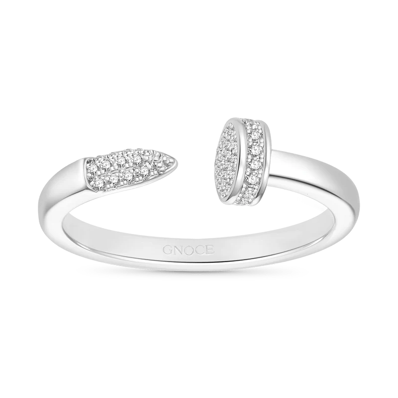 Gnoce Adjustable Diamond Nail Cuff Ring Platinum-plated Silver Blend