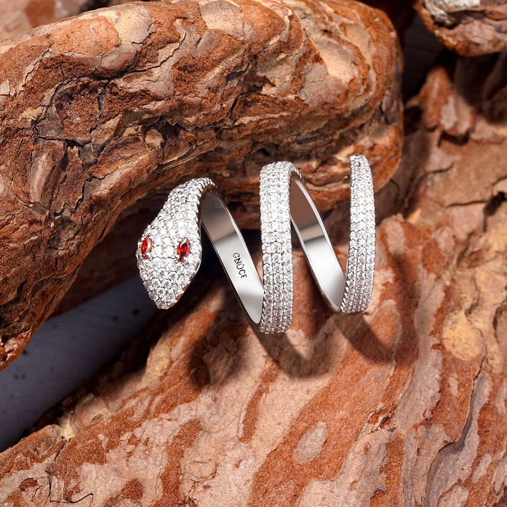 Gnoce Diamond Pave Snake Wrap Ring Platinum-plated Silver Blend - Image 3