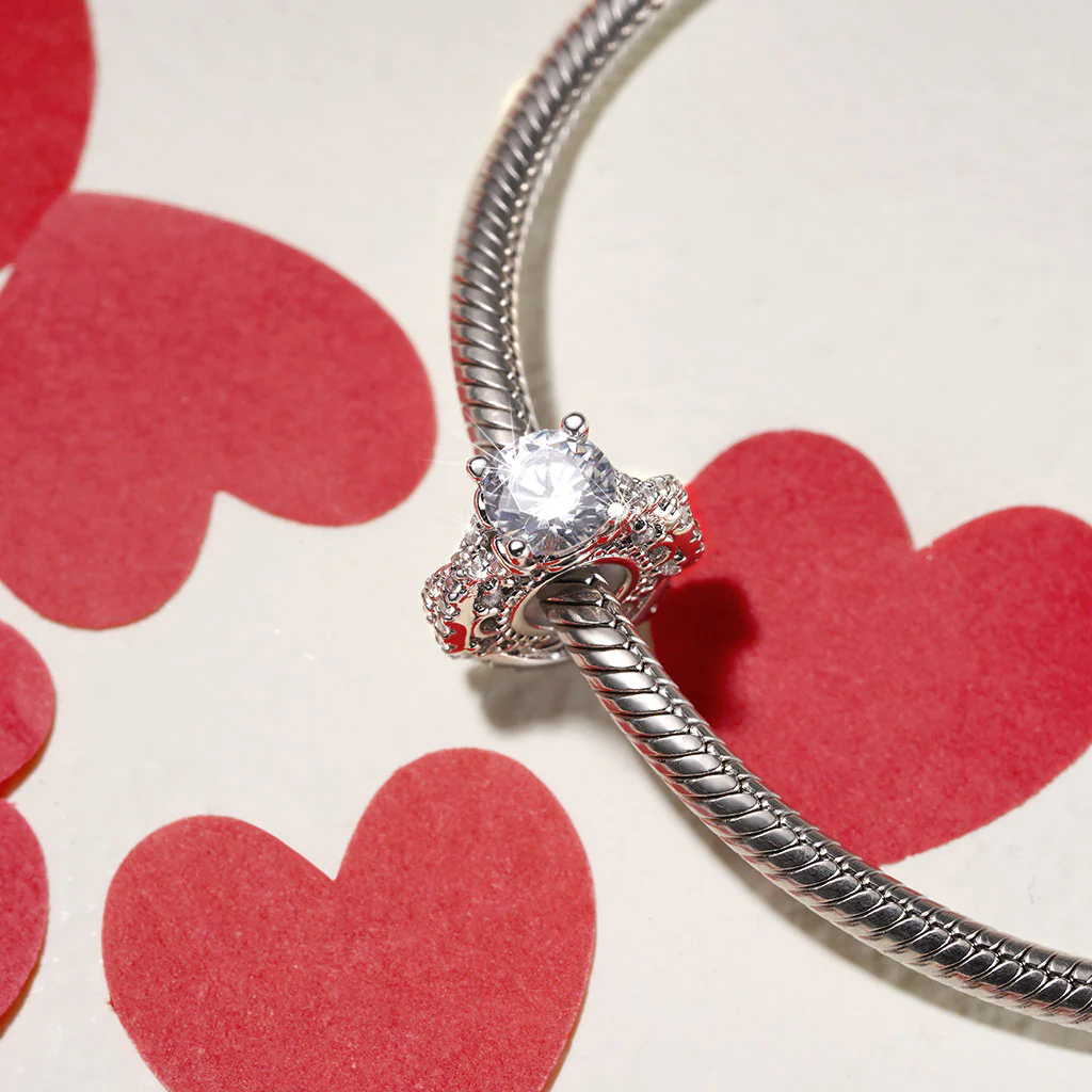 Gnoce Diamond Ring Wedding Stopper Charm Platinum-plated Silver Blend - Image 3