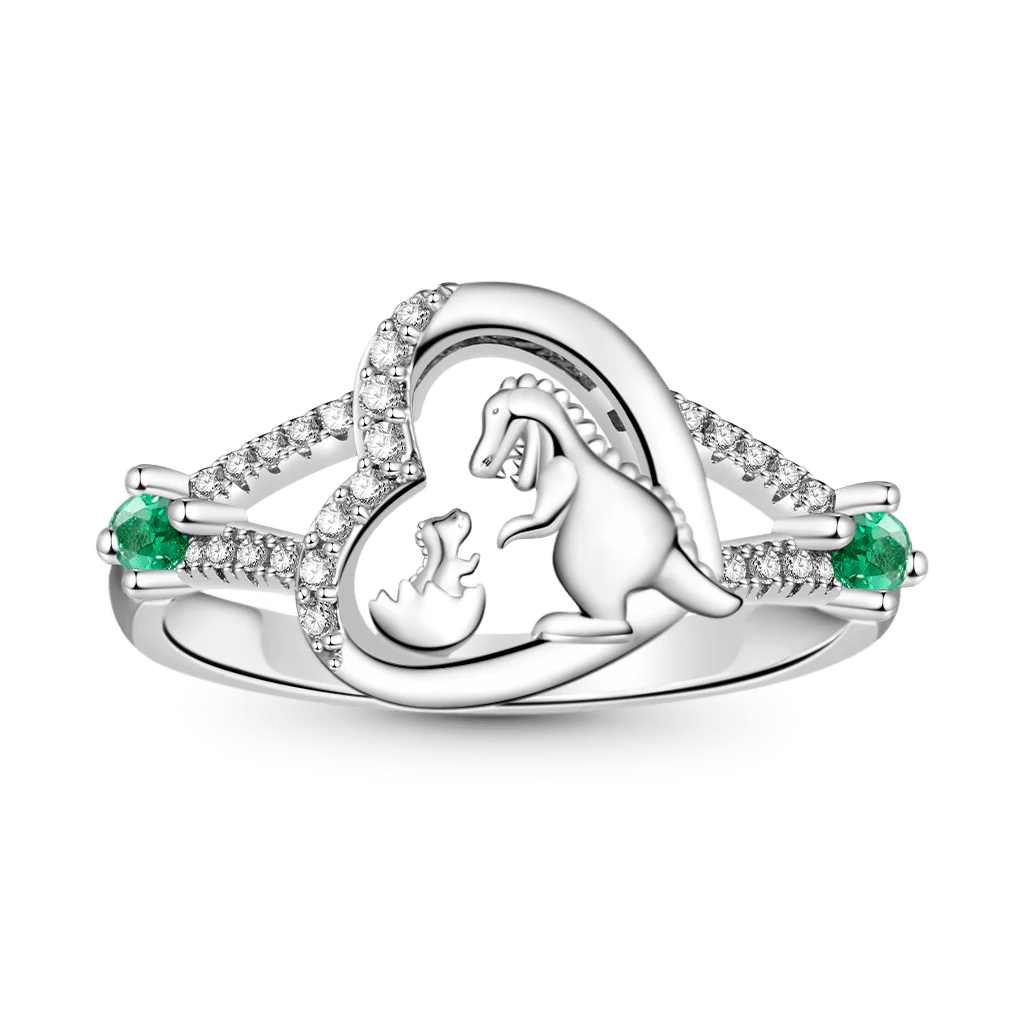 Gnoce Dinosaur Mother and Child Ring Platinum-plated Silver Blend