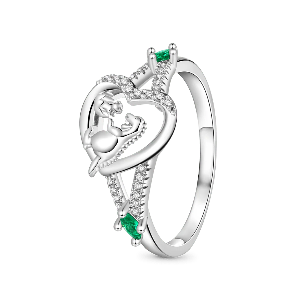 Gnoce Dinosaur Mother and Child Ring Platinum-plated Silver Blend - Image 2