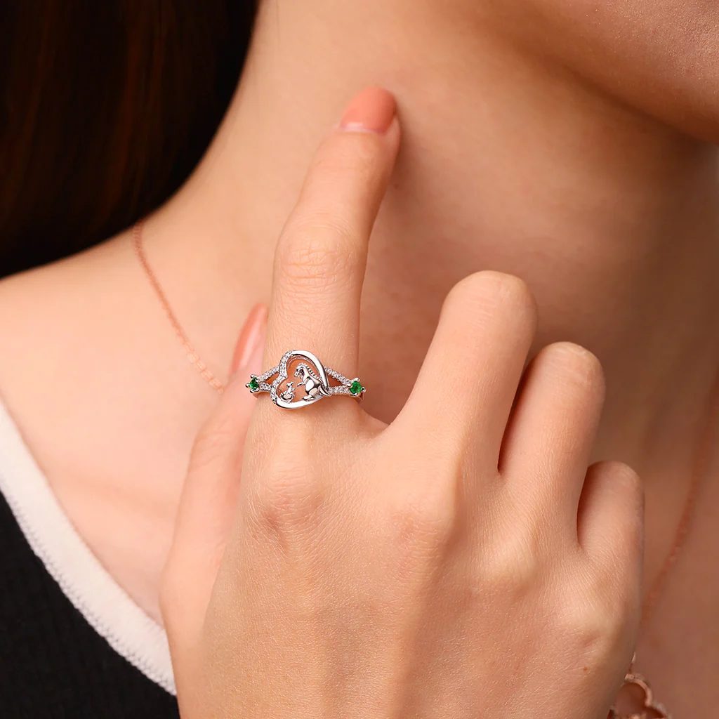 Gnoce Dinosaur Mother and Child Ring Platinum-plated Silver Blend - Image 4