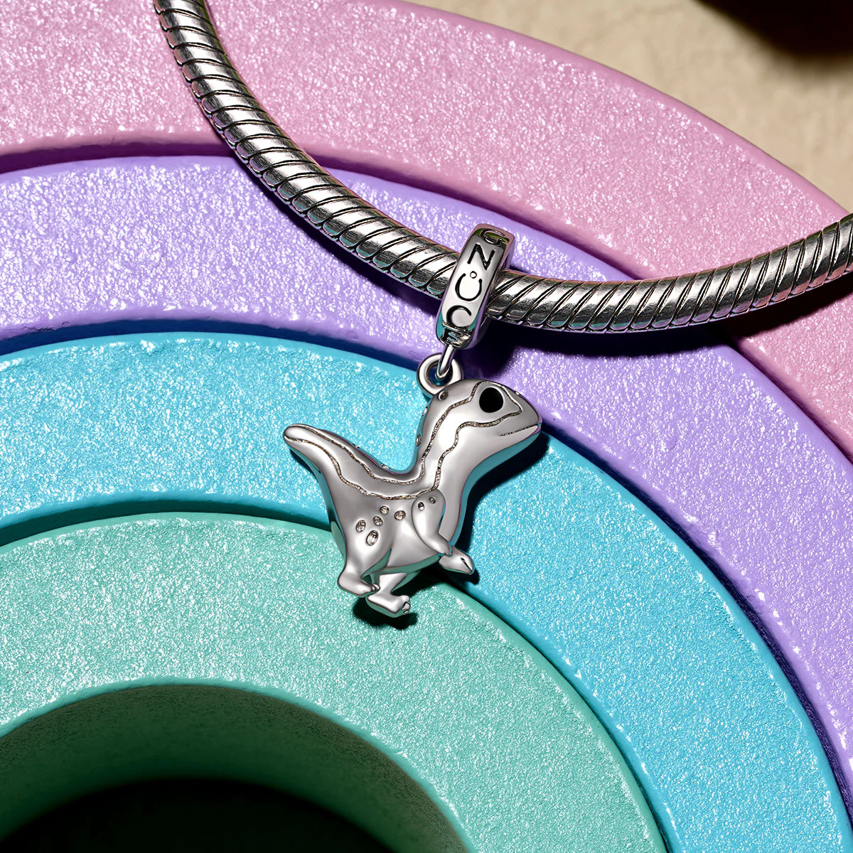 Gnoce Dinosaur Charm Platinum-plated Silver Blend - Image 3