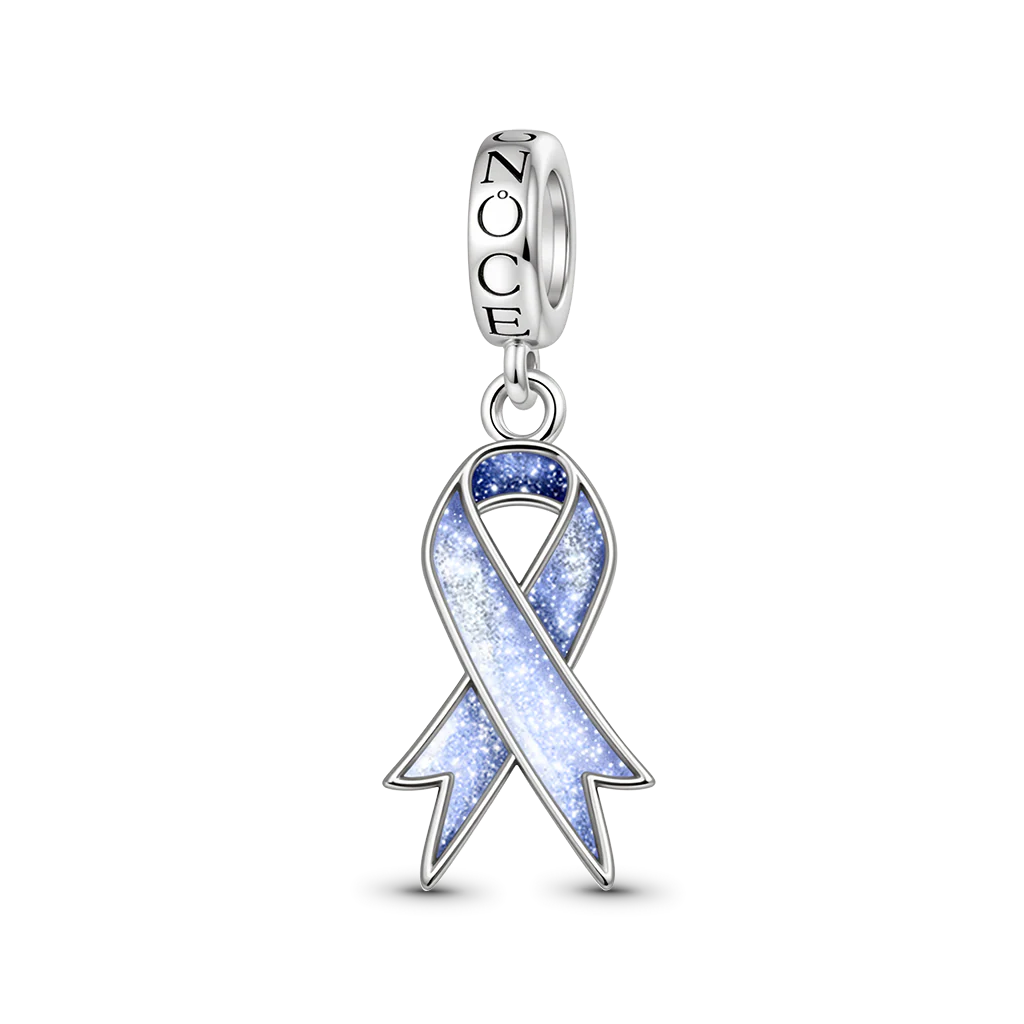 Gnoce Disease Awareness Customizable Ribbon Charm Platinum-plated Silver Blend