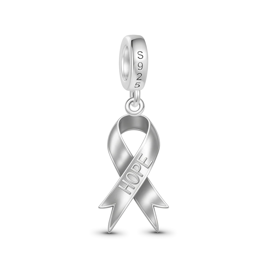 Gnoce Disease Awareness Customizable Ribbon Charm Platinum-plated Silver Blend - Image 5