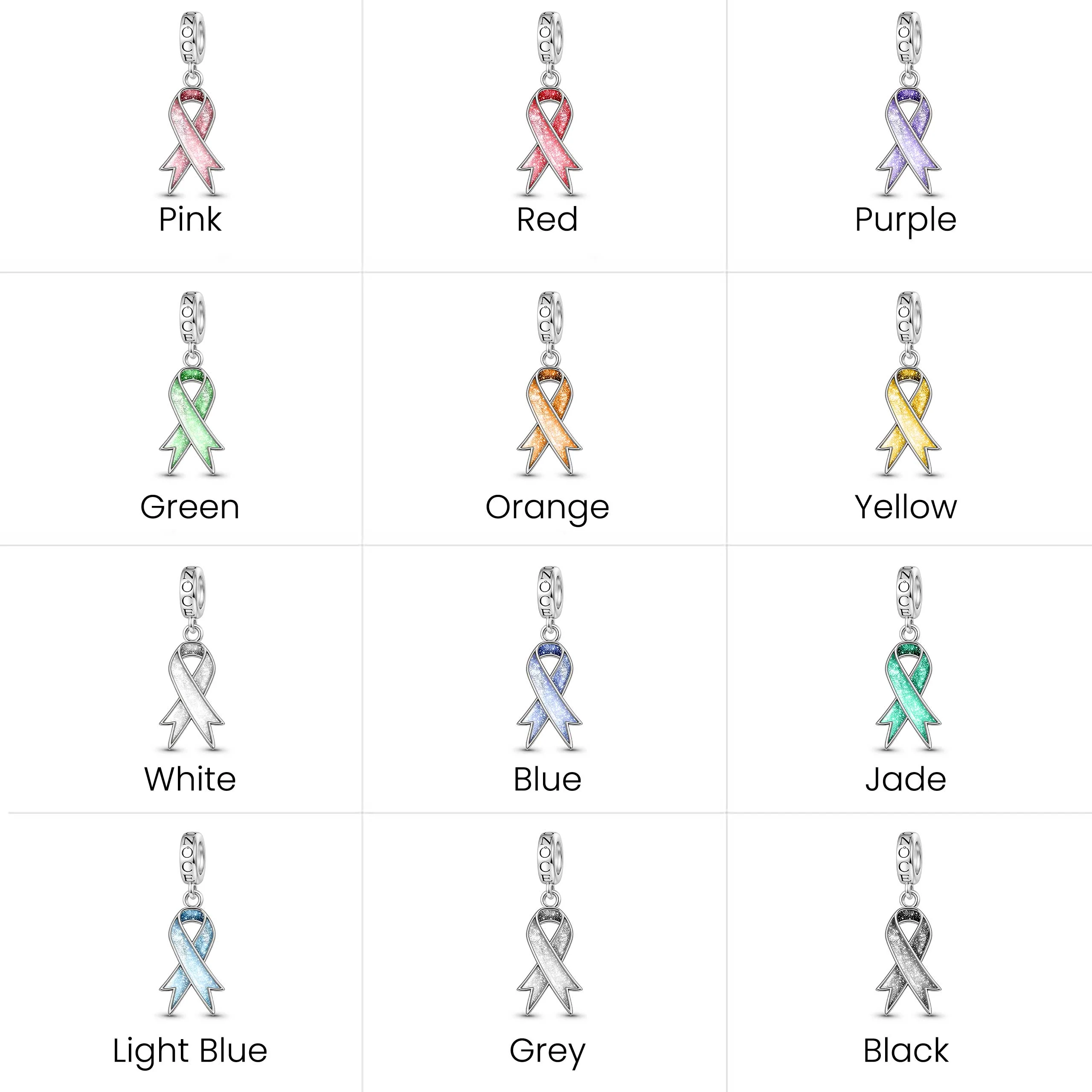 Gnoce Disease Awareness Customizable Ribbon Charm Platinum-plated Silver Blend - Image 6