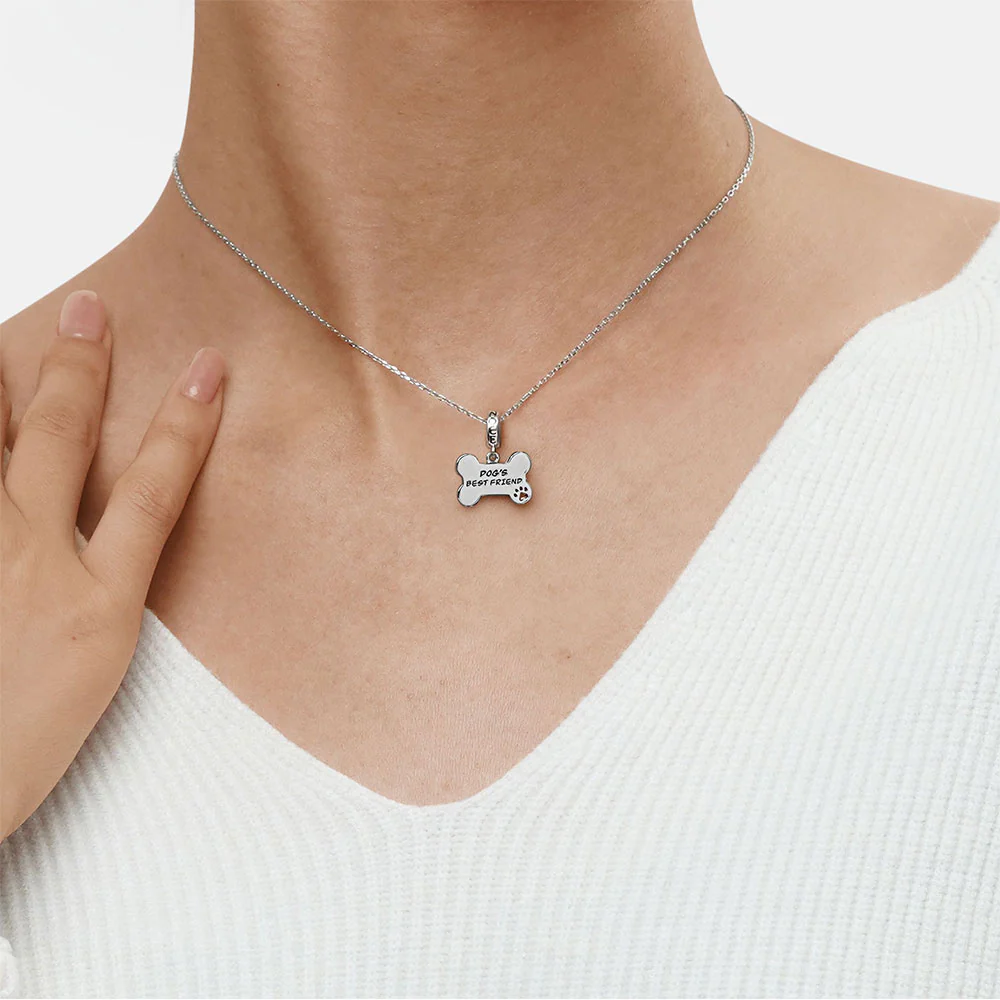 Gnoce "Dog Loves Bone" Engravable Charm Platinum-plated Silver Blend - Image 5
