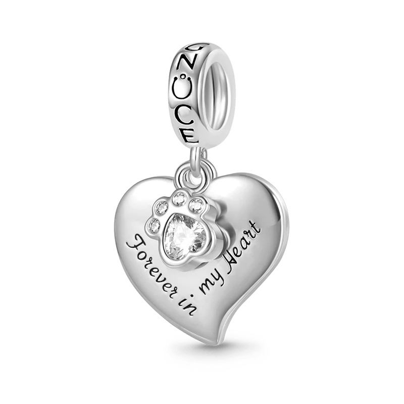 Gnoce Dog Paw Love Charm Platinum-plated Silver Blend