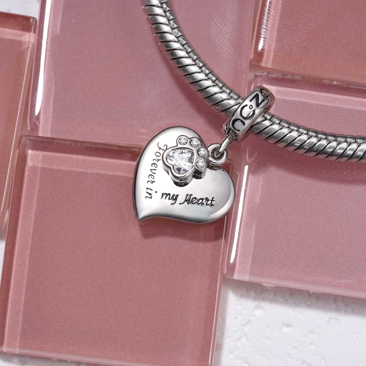 Gnoce Dog Paw Love Charm Platinum-plated Silver Blend - Image 3