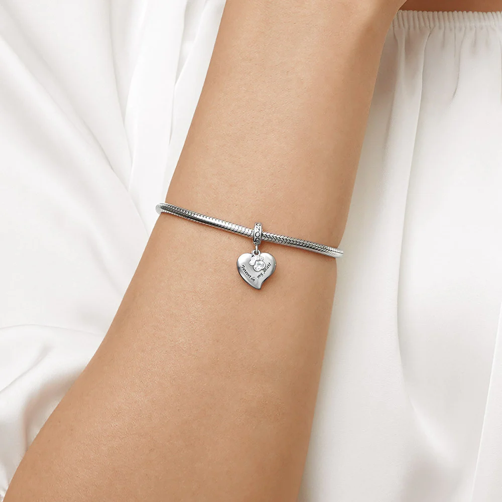 Gnoce Dog Paw Love Charm Platinum-plated Silver Blend - Image 5