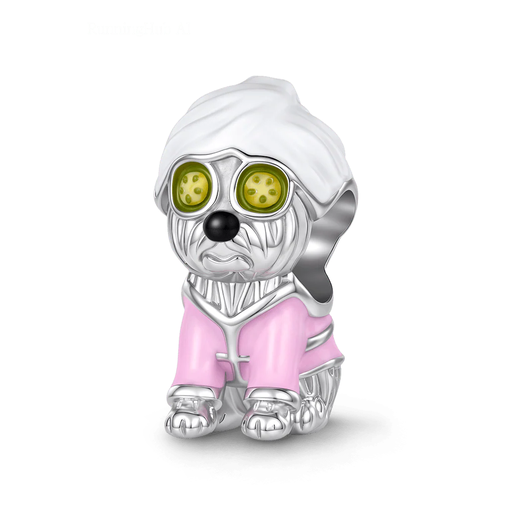 Gnoce  Dog Wearing A Headscarf Charm Platinum-plated Silver Blend