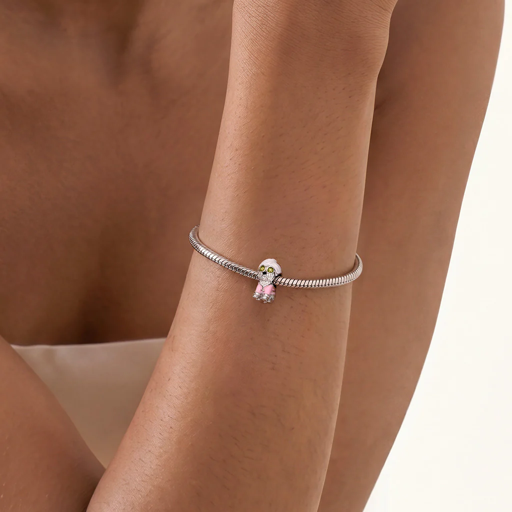 Gnoce  Dog Wearing A Headscarf Charm Platinum-plated Silver Blend - Image 2