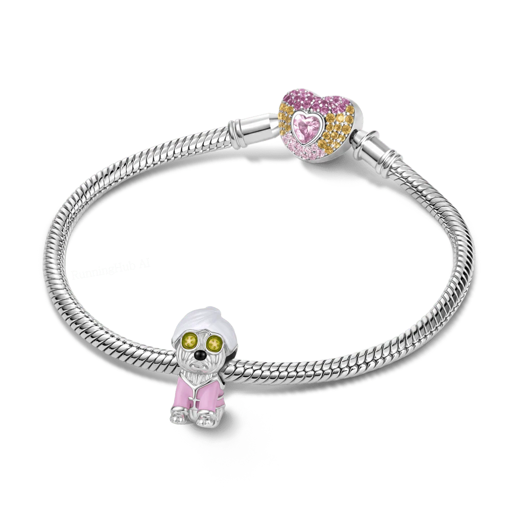 Gnoce  Dog Wearing A Headscarf Charm Platinum-plated Silver Blend - Image 3
