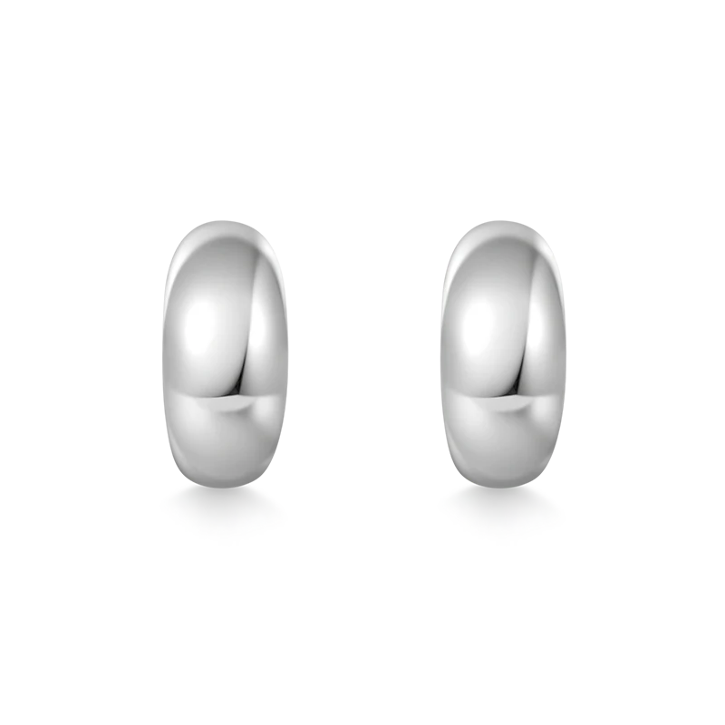 Gnoce Dome Crescent Stud Earrings Platinum-plated Silver Blend