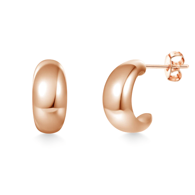 Gnoce Dome Crescent Stud Earrings Platinum-plated Silver Blend - Image 2