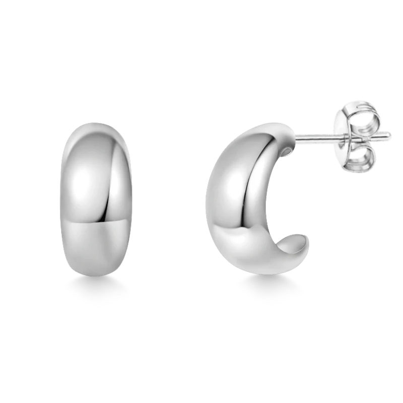 Gnoce Dome Crescent Stud Earrings Platinum-plated Silver Blend - Image 3