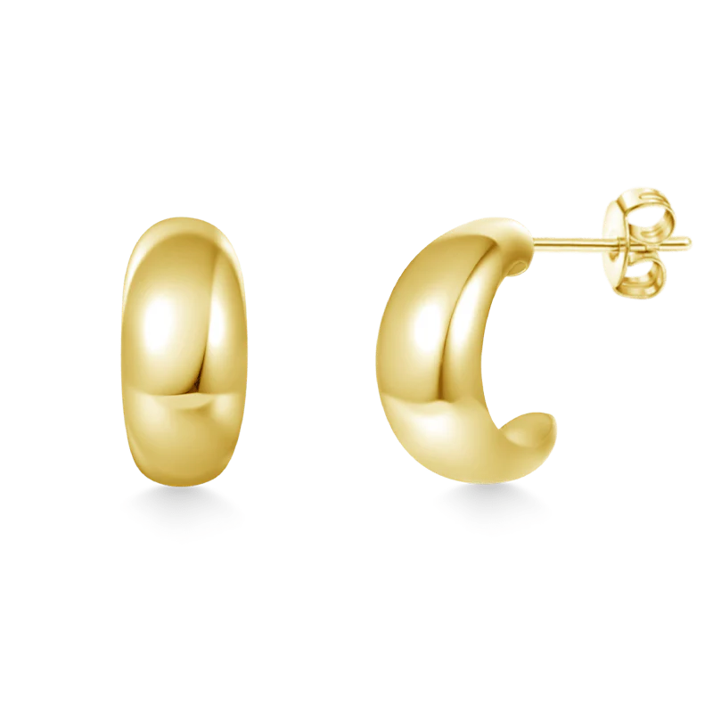 Gnoce Dome Crescent Stud Earrings Platinum-plated Silver Blend - Image 4