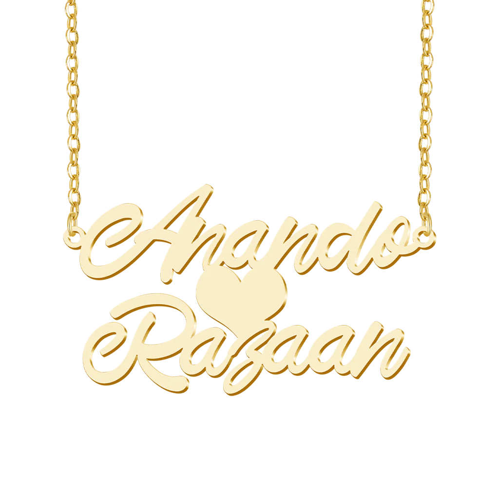 Gnoce Personalized Double Couples' Names Love Necklace