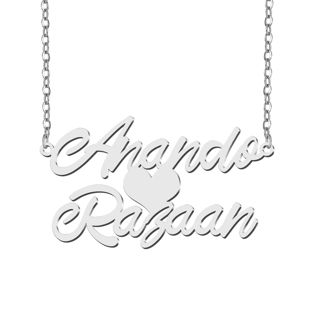 Gnoce Personalized Double Couples' Names Love Necklace - Image 2