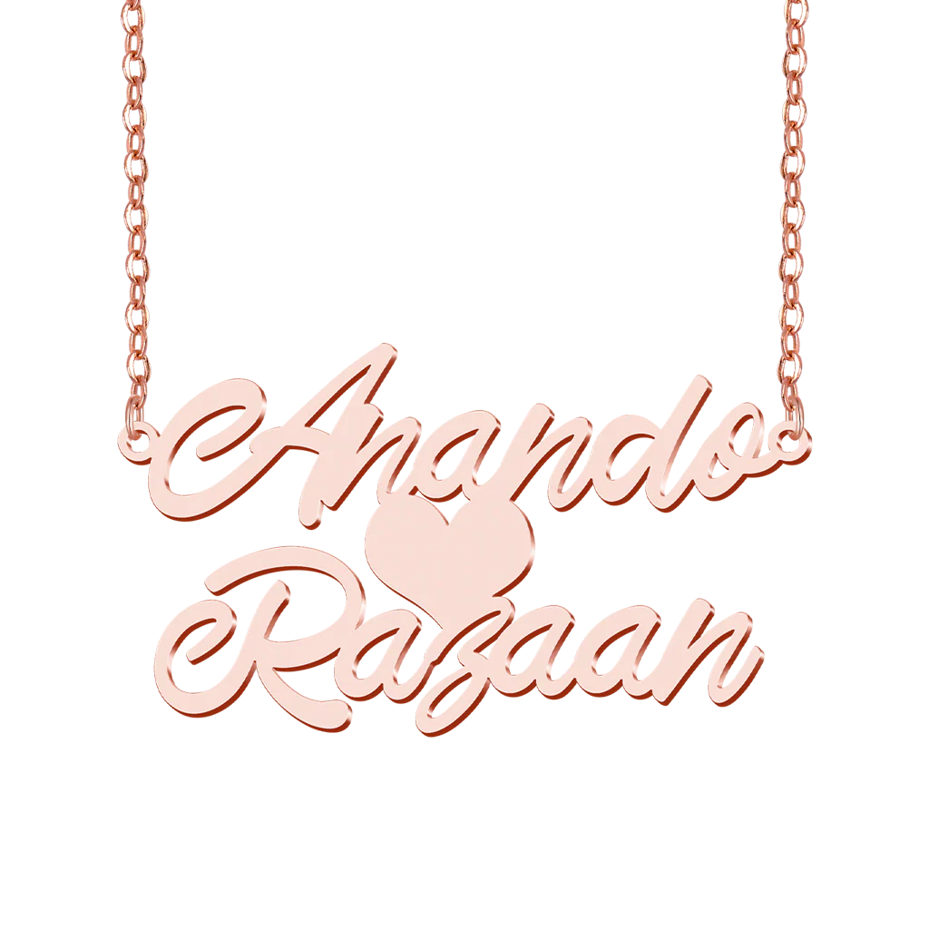 Gnoce Personalized Double Couples' Names Love Necklace - Image 3
