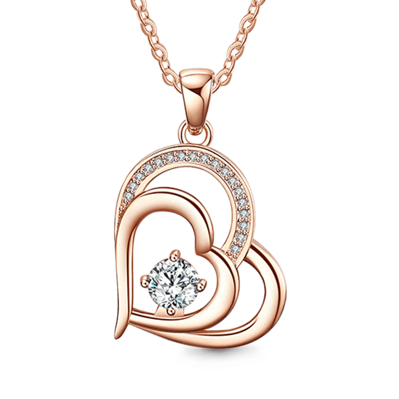 Gnoce Simple Double Love Heart Birthstone Necklace - Image 2