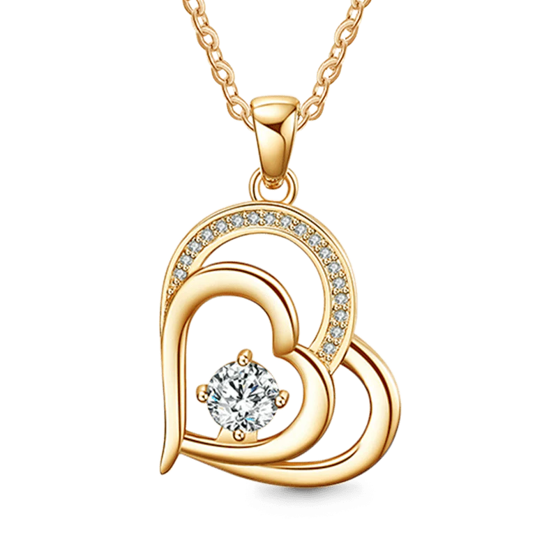Gnoce Simple Double Love Heart Birthstone Necklace - Image 3