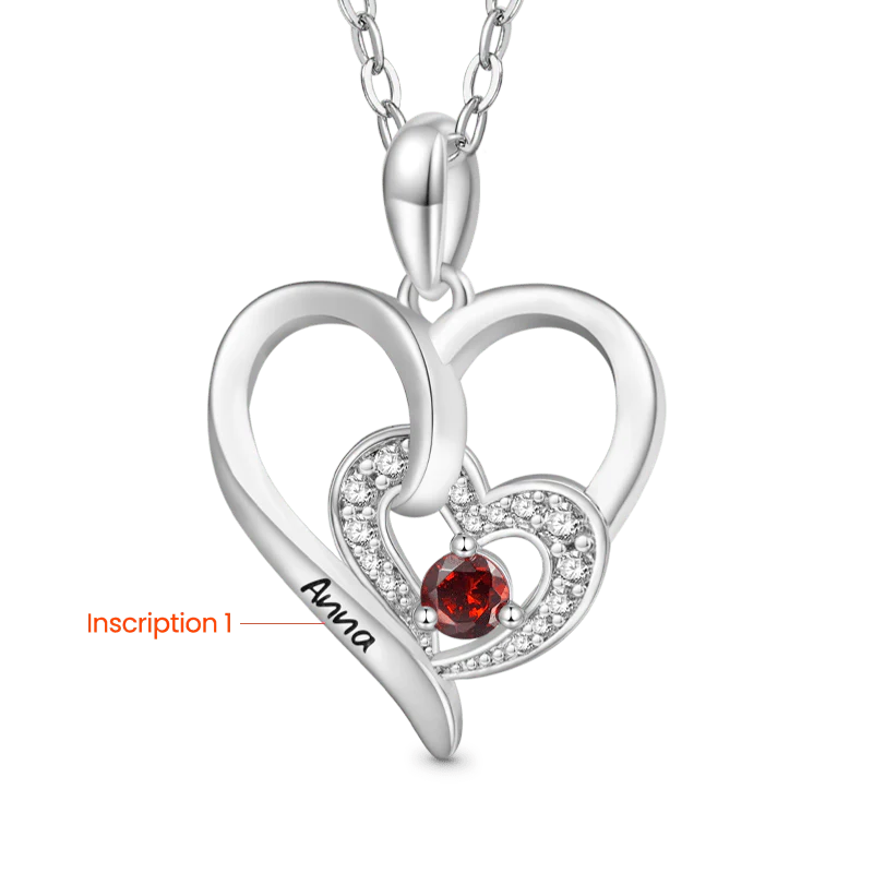 Gnoce Engravable Double Love Birthstone Necklace - Image 2