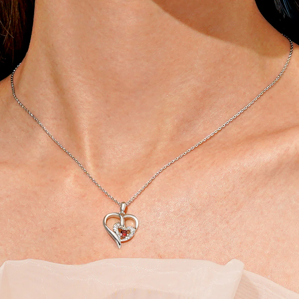Gnoce Engravable Double Love Birthstone Necklace - Image 6