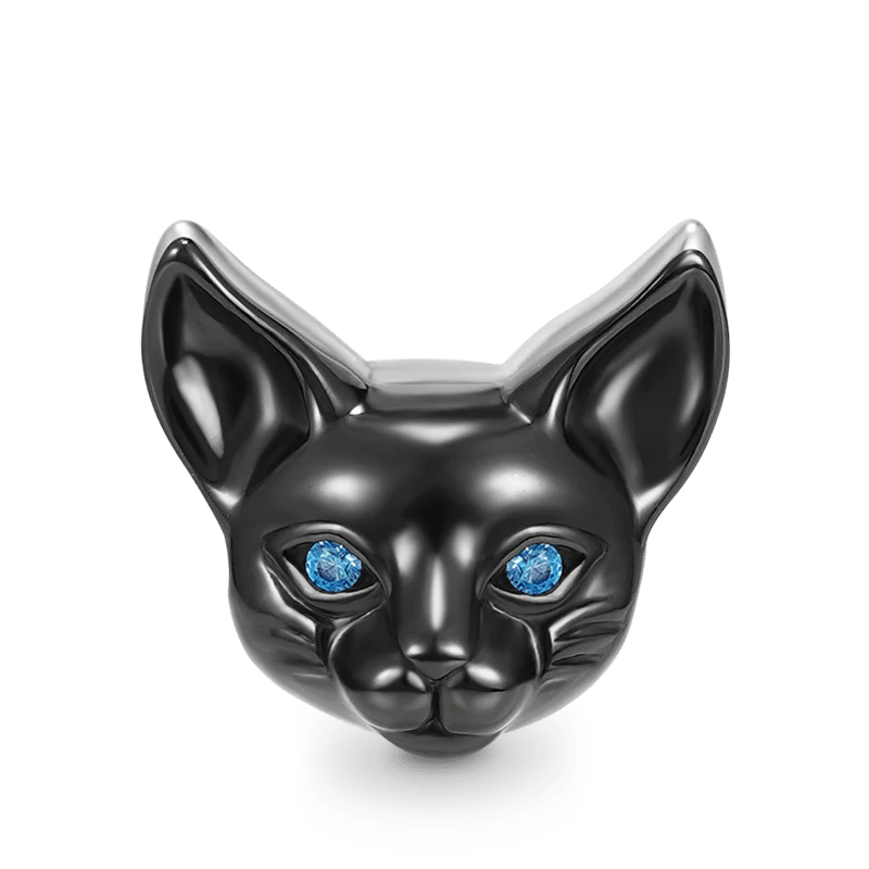 Double Sided Cat Charm Bead 925 Sterling Silver - Image 3