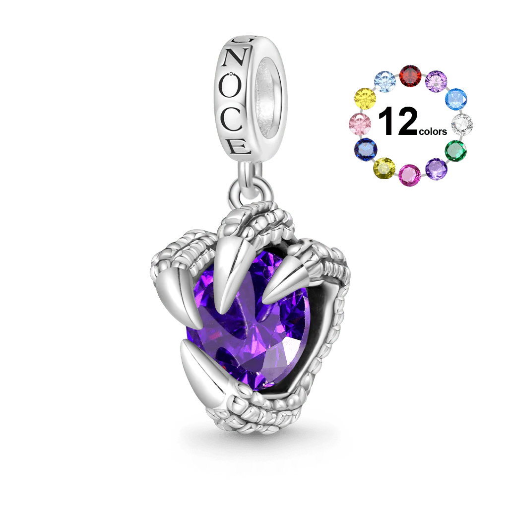 Gnoce Dragon Claw Birthstone Charm Platinum-plated Silver Blend