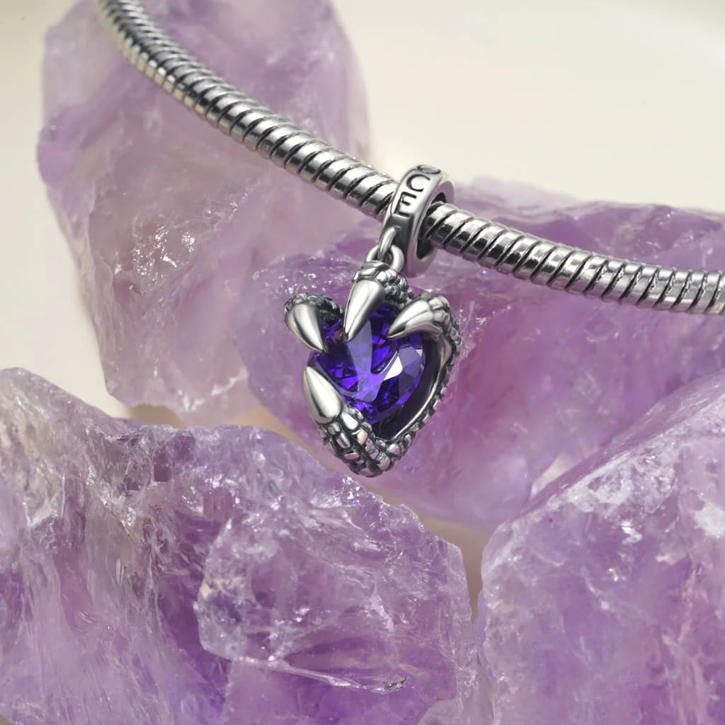 Gnoce Dragon Claw Birthstone Charm Platinum-plated Silver Blend - Image 3