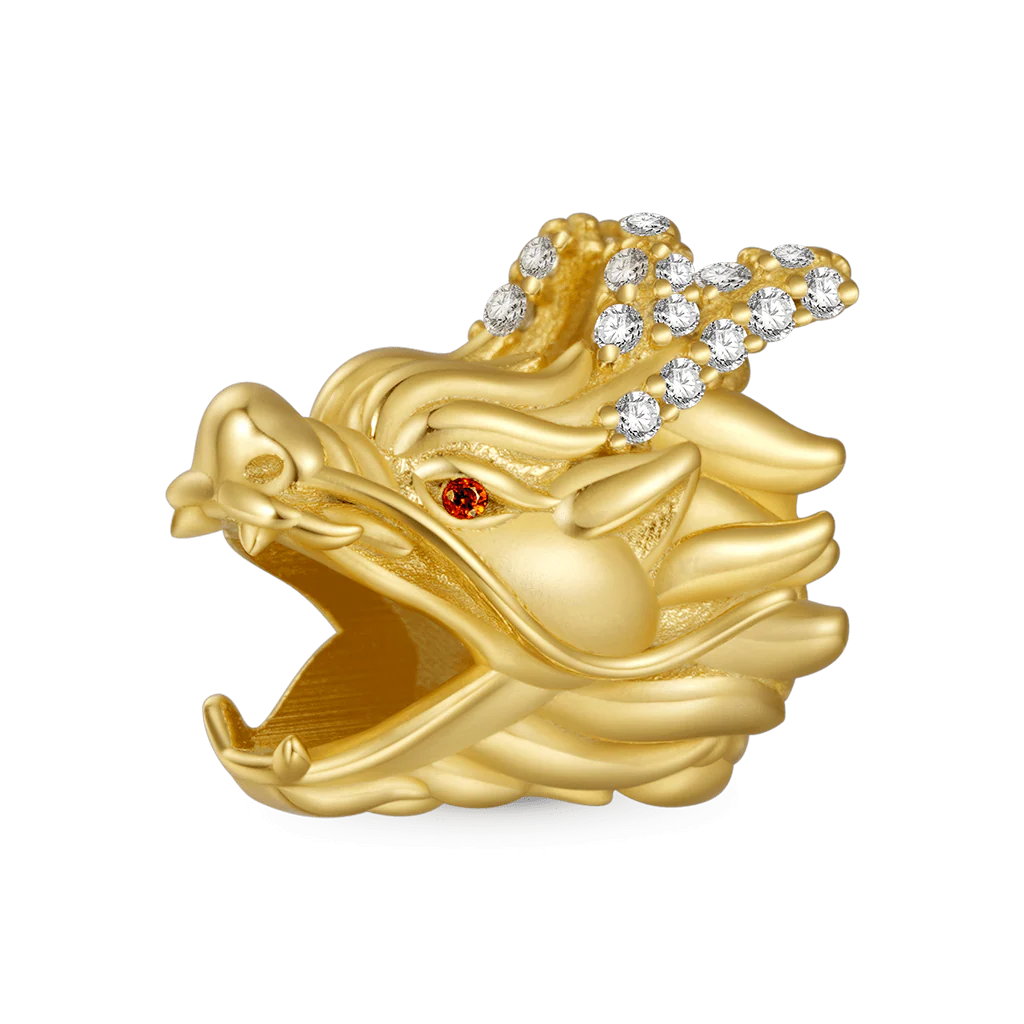 Gnoce Chinese Dragon Head Beard Charm Platinum-plated Silver Blend