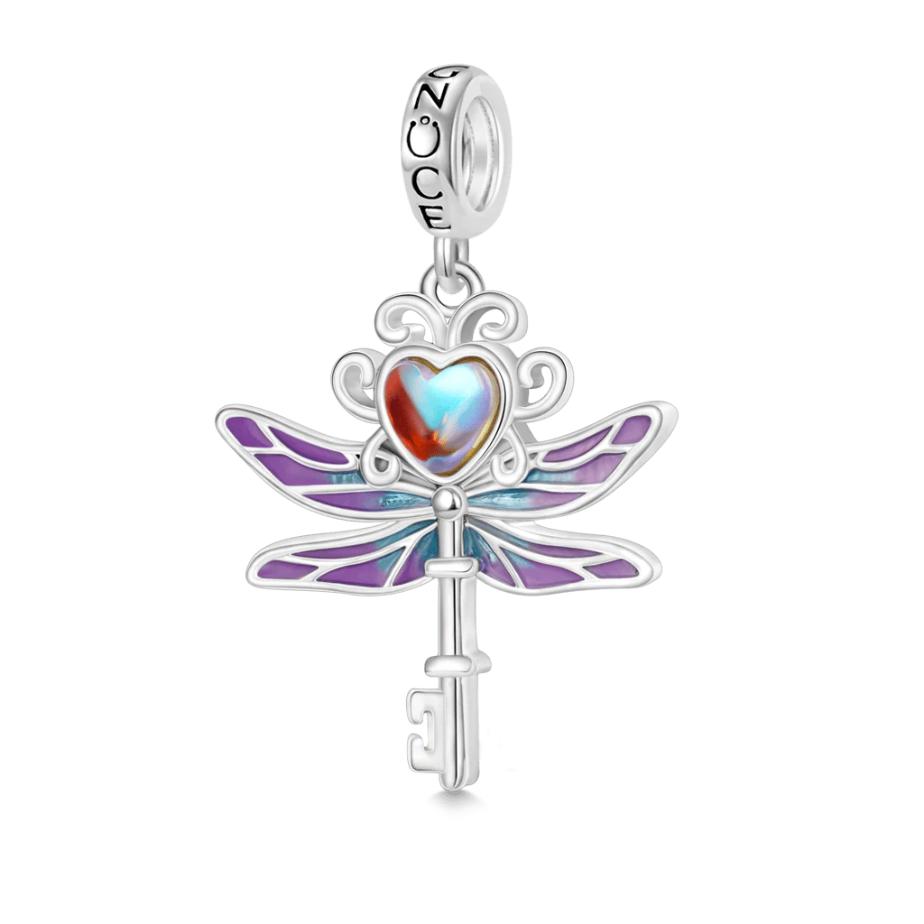 Gnoce Dragonfly Key Charm Platinum-plated Silver Blend