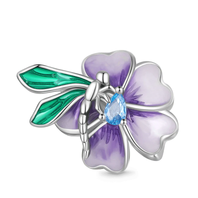 Gnoce Dragonfly Loves Flower Charm