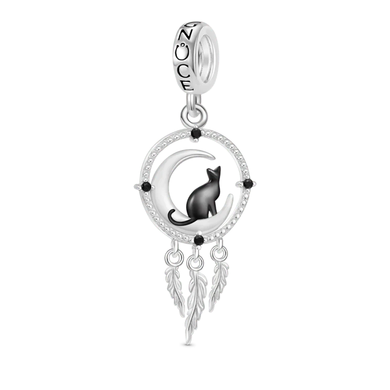 Gnoce Dream Catcher Black Cat Pendant Dangle Charm