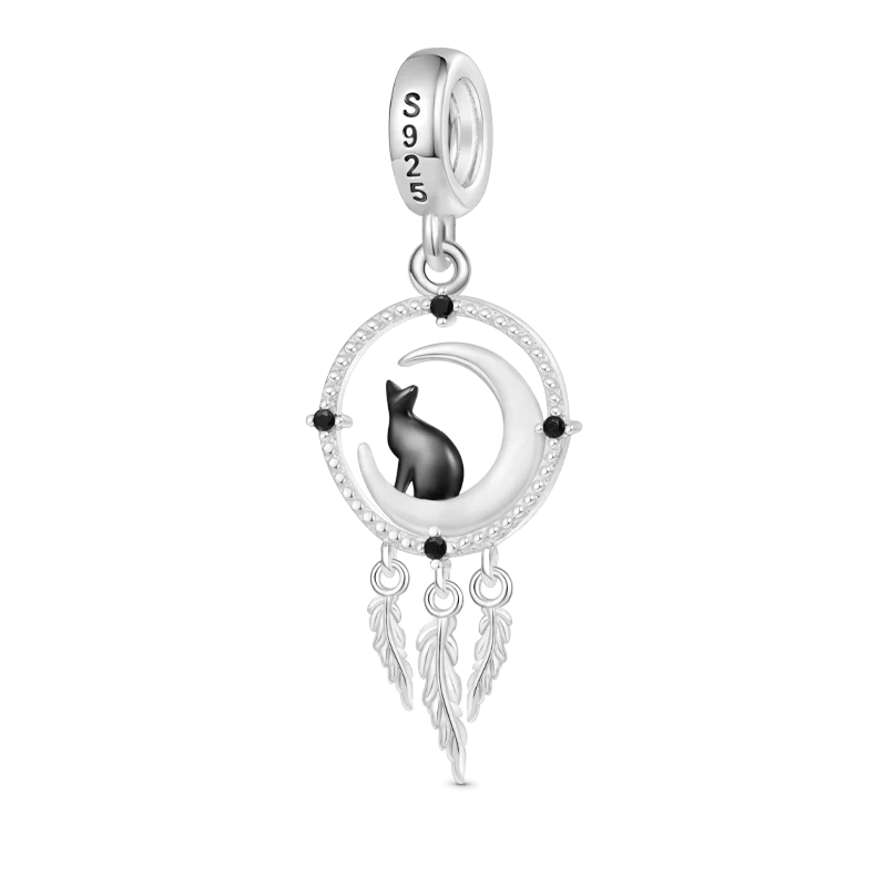 Gnoce Dream Catcher Black Cat Pendant Dangle Charm - Image 2