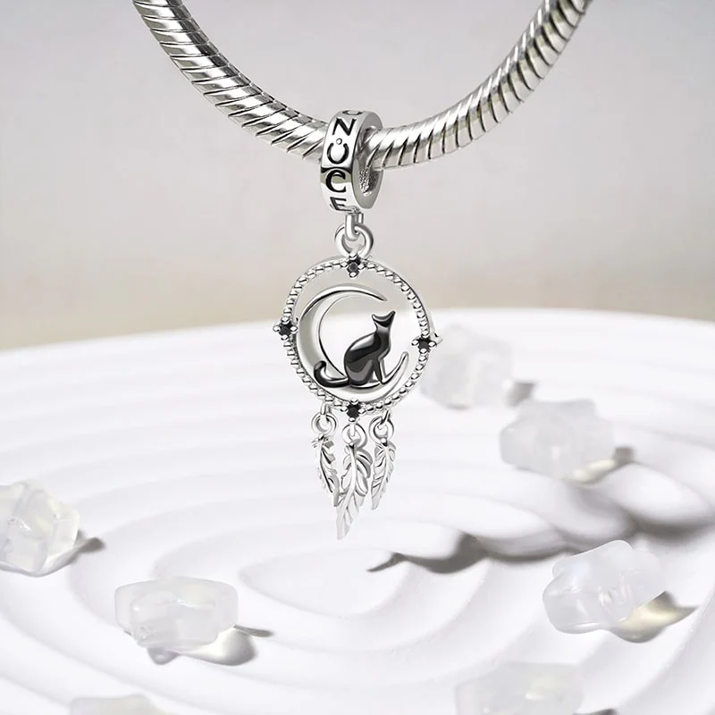 Gnoce Dream Catcher Black Cat Pendant Dangle Charm - Image 3