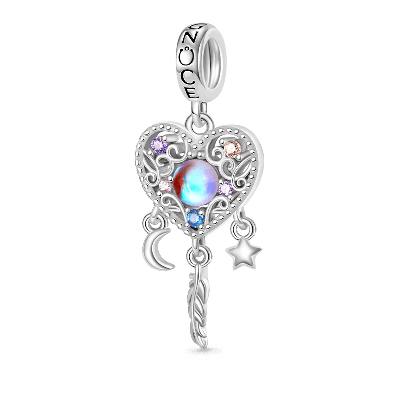 Gnoce Opal Dream Catcher Heart Charm Platinum-plated Silver Blend