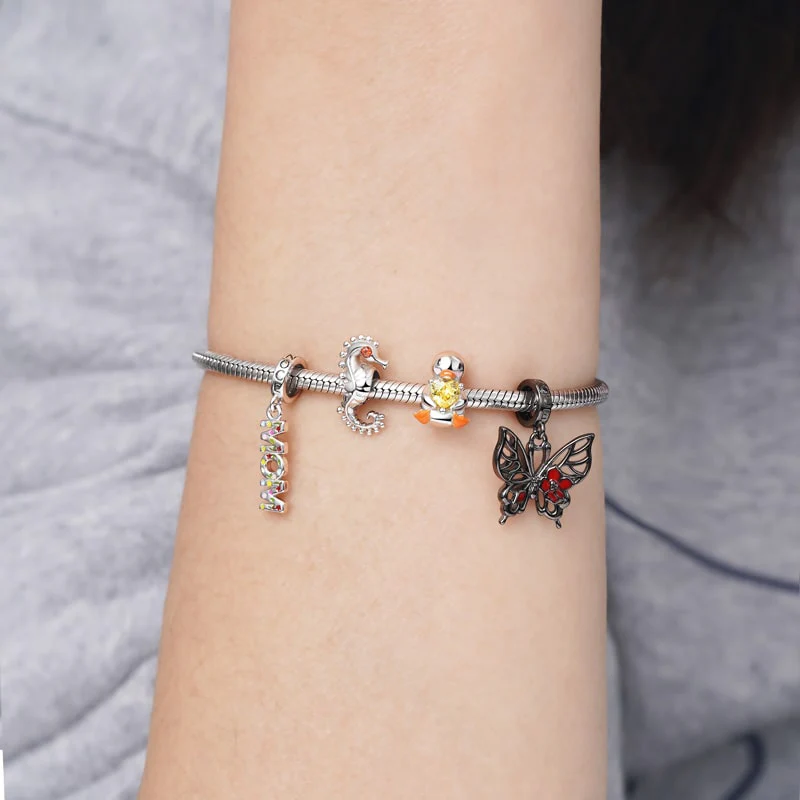 Duck Embraces Heart Gemstone Charm Bead Sterling Silver - Image 3