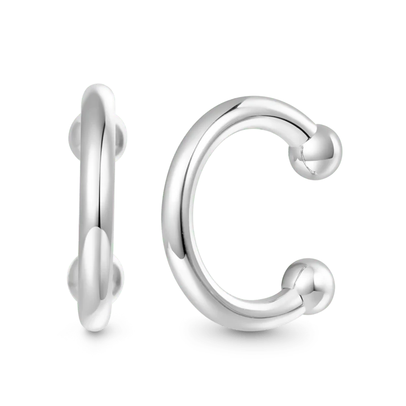 Gnoce Ear Cuffs Curved Earrings Platinum-plated Silver Blend - Image 3