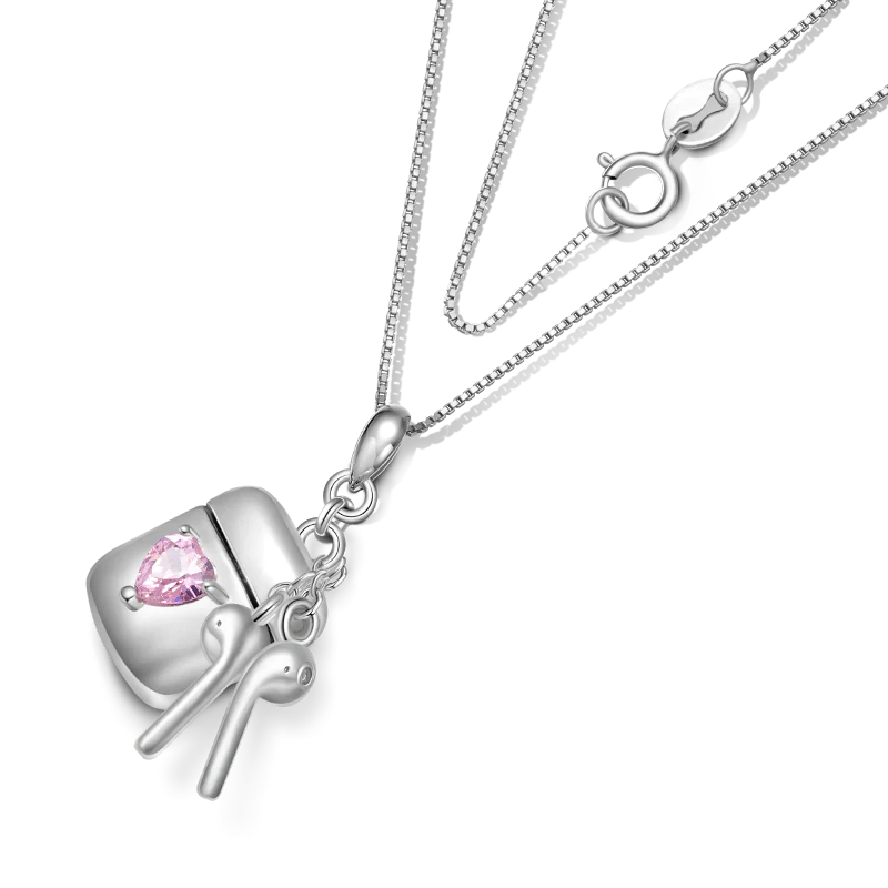 Gnoce Earphone Box Triple Necklace Platinum-plated Silver Blend - Image 2