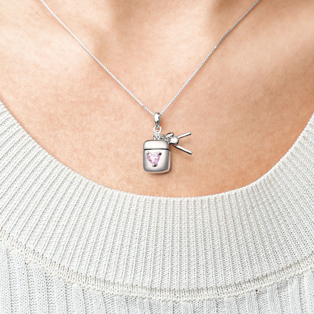 Gnoce Earphone Box Triple Necklace Platinum-plated Silver Blend - Image 4