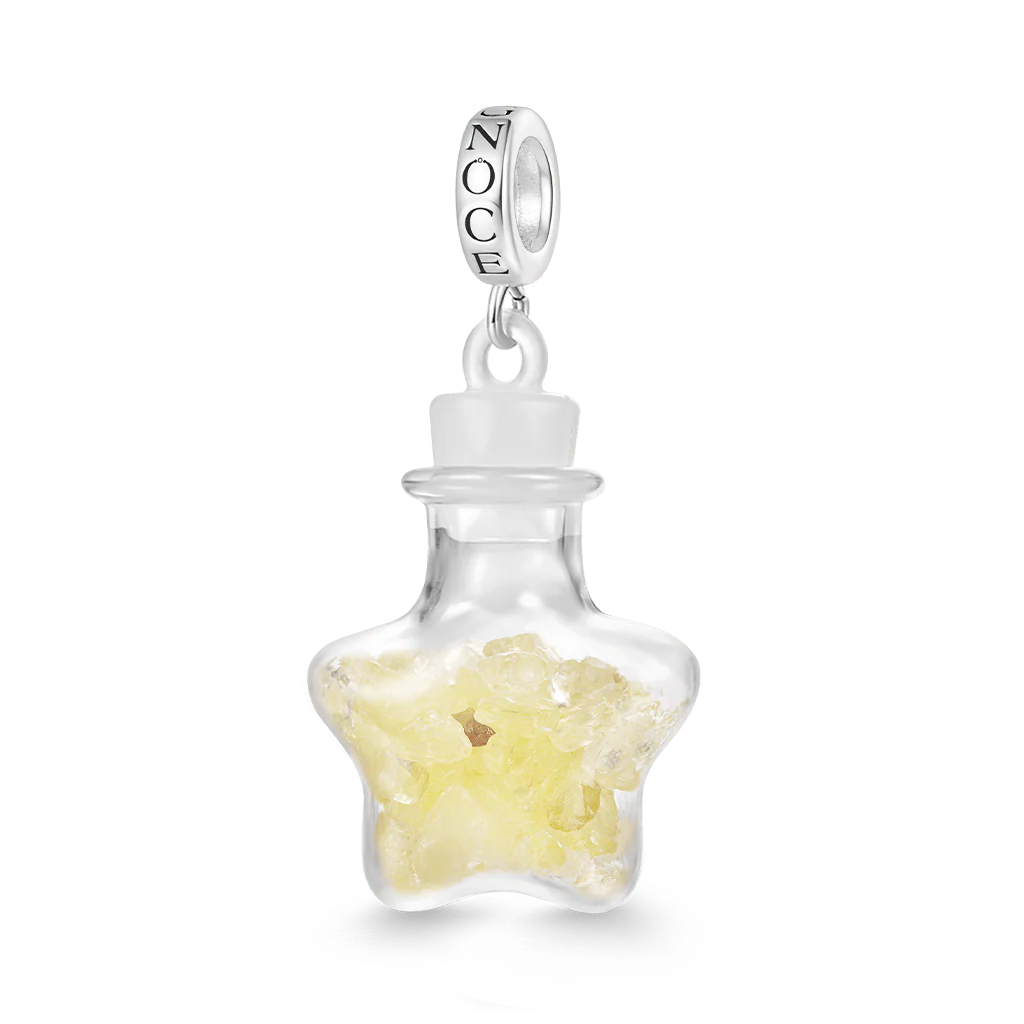 Gnoce East Sea Glass Bottle Charm Platinum-plated Silver Blend