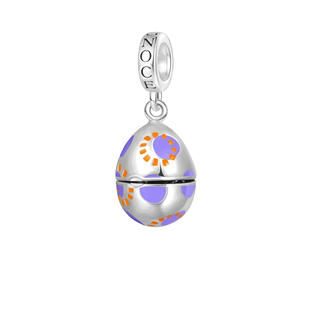 Gnoce Easter Egg-Pocket Black Cat Charm Platinum-plated Silver Blend